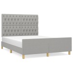 vidaXL Cadru de pat fără saltea, gri deschis, 140x190 cm, textil