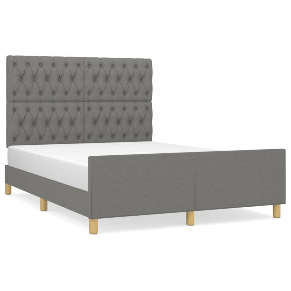 vidaXL Cadru de pat fără saltea, gri închis, 140x190 cm, textil