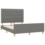 vidaXL Cadru de pat fără saltea, gri închis, 140x190 cm, textil