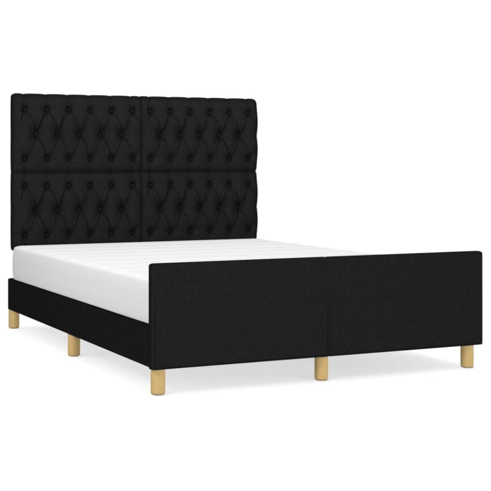vidaXL Cadru de pat fără saltea, negru, 140x190 cm, textil