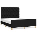 vidaXL Cadru de pat fără saltea, negru, 140x190 cm, textil