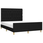 vidaXL Cadru de pat fără saltea, negru, 140x190 cm, textil