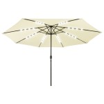 vidaXL Umbrelă soare de grădină cu LED-uri, nisipiu, 400 cm