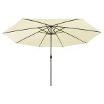 vidaXL Umbrelă soare de grădină cu LED-uri, nisipiu, 400 cm