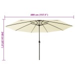 vidaXL Umbrelă soare de grădină cu LED-uri, nisipiu, 400 cm
