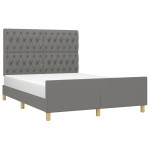 vidaXL Cadru de pat fără saltea, gri închis, 140x200 cm, textil
