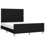 vidaXL Cadru de pat fără saltea, negru, 140x200 cm, textil vidaXL Cadru de pat fără saltea, negru, 140x200 cm, textil