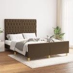 vidaXL Cadru de pat fără saltea, maro închis, 140x200 cm, textil vidaXL Cadru de pat fără saltea, maro închis, 140x200 cm, textil