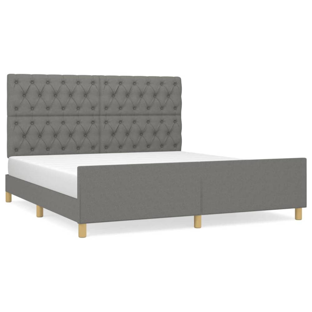 vidaXL Cadru de pat fără saltea, gri închis, 160x200 cm, textil