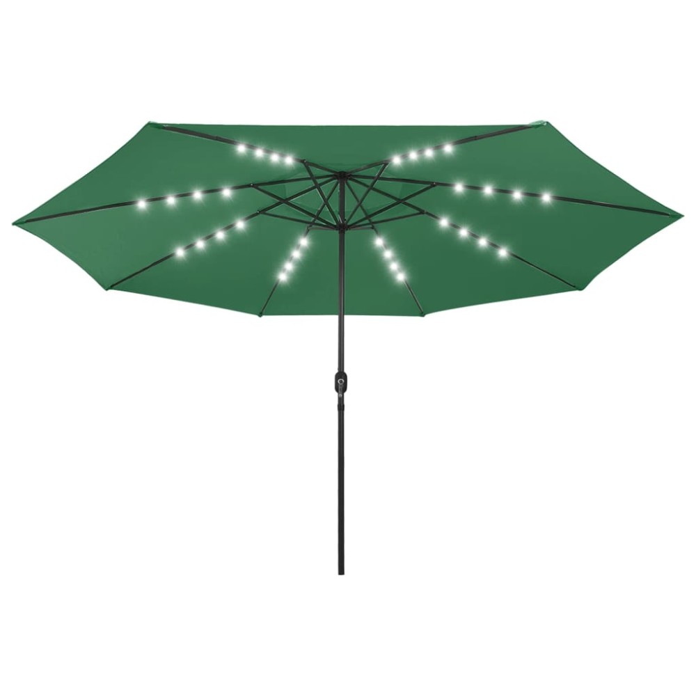 vidaXL Umbrelă soare de grădină cu LED-uri, verde, 400 cm
