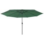 vidaXL Umbrelă soare de grădină cu LED-uri, verde, 400 cm