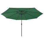 vidaXL Umbrelă soare de grădină cu LED-uri, verde, 400 cm