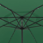 vidaXL Umbrelă soare de grădină cu LED-uri, verde, 400 cm