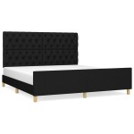 vidaXL Cadru de pat fără saltea, negru, 160x200 cm, textil vidaXL Cadru de pat fără saltea, negru, 160x200 cm, textil