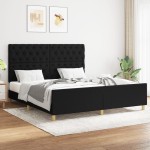 vidaXL Cadru de pat fără saltea, negru, 160x200 cm, textil vidaXL Cadru de pat fără saltea, negru, 160x200 cm, textil