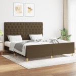 vidaXL Cadru de pat fără saltea, maro închis, 160x200 cm, textil vidaXL Cadru de pat fără saltea, maro închis, 160x200 cm, textil