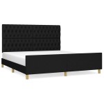 vidaXL Cadru de pat fără saltea, negru, 180x200 cm, textil vidaXL Cadru de pat fără saltea, negru, 180x200 cm, textil
