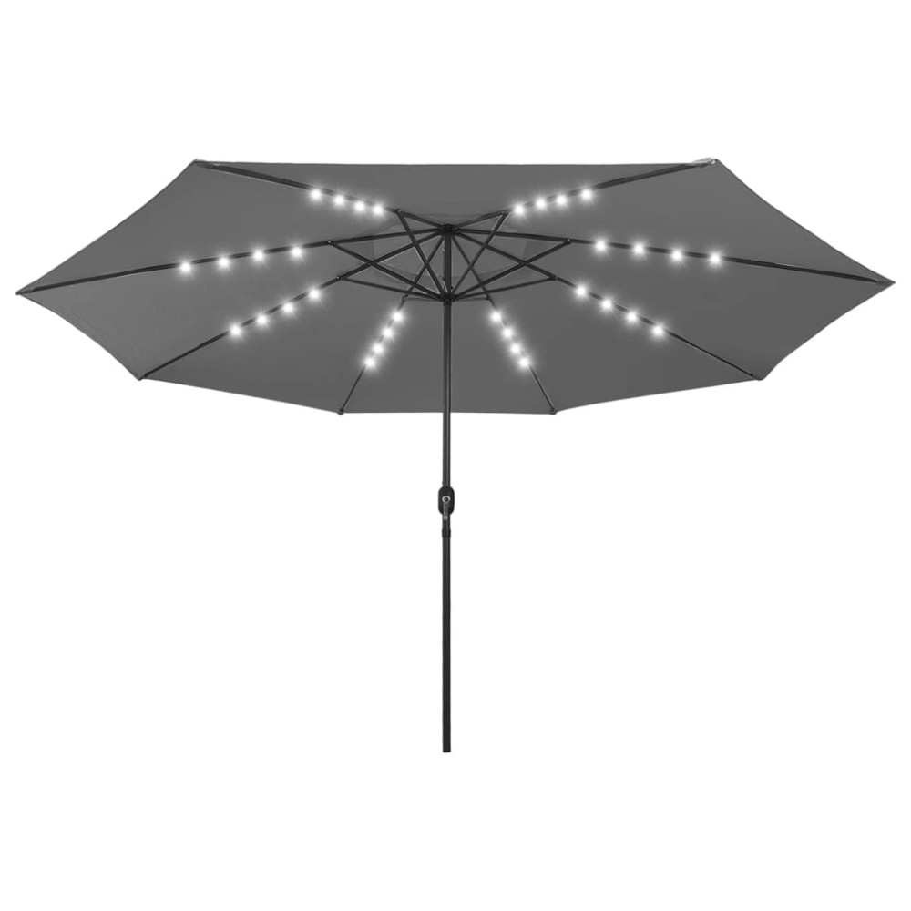 vidaXL Umbrelă soare de grădină cu LED-uri, antracit, 400 cm