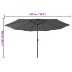 vidaXL Umbrelă soare de grădină cu LED-uri, antracit, 400 cm vidaXL Umbrelă soare de grădină cu LED-uri, antracit, 400 cm
