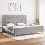vidaXL Cadru de pat cu tăblie, gri deschis, 200x200 cm, textil