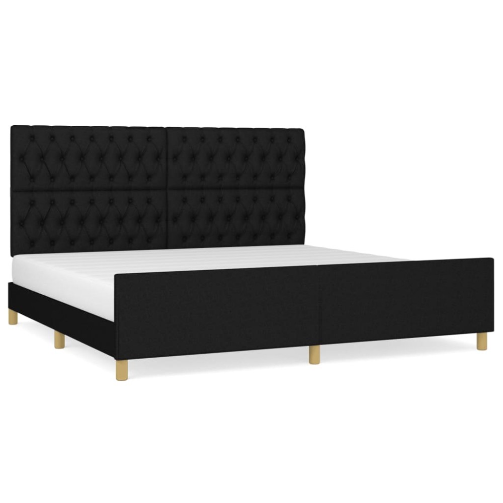 vidaXL Cadru de pat cu tăblie, negru, 200x200 cm, textil