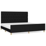 vidaXL Cadru de pat cu tăblie, negru, 200x200 cm, textil vidaXL Cadru de pat cu tăblie, negru, 200x200 cm, textil