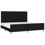 vidaXL Cadru de pat cu tăblie, negru, 200x200 cm, textil vidaXL Cadru de pat cu tăblie, negru, 200x200 cm, textil