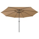 vidaXL Umbrelă soare de grădină cu LED-uri, taupe, 400 cm