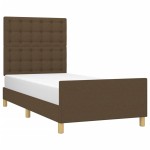 vidaXL Cadru de pat cu tăblie, maro închis, 80x200 cm, textil vidaXL Cadru de pat cu tăblie, maro închis, 80x200 cm, textil