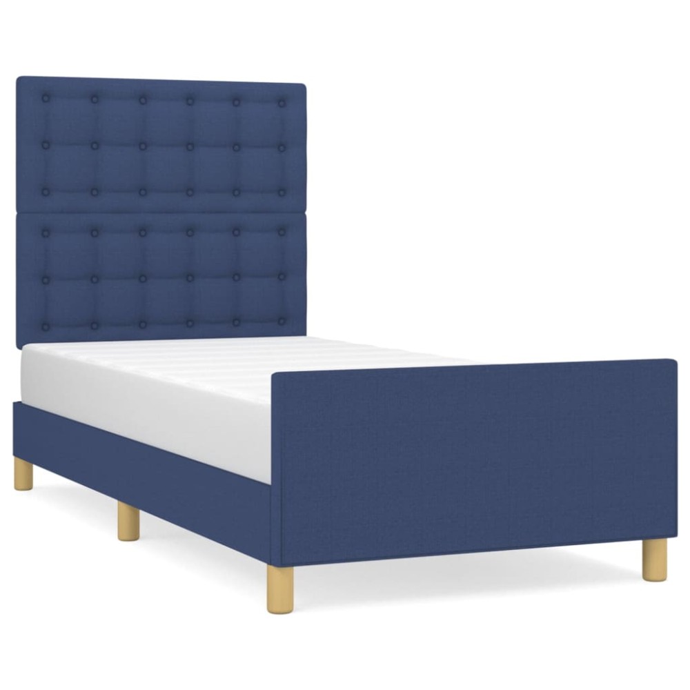 vidaXL Cadru de pat cu tăblie, albastru, 80x200 cm, textil