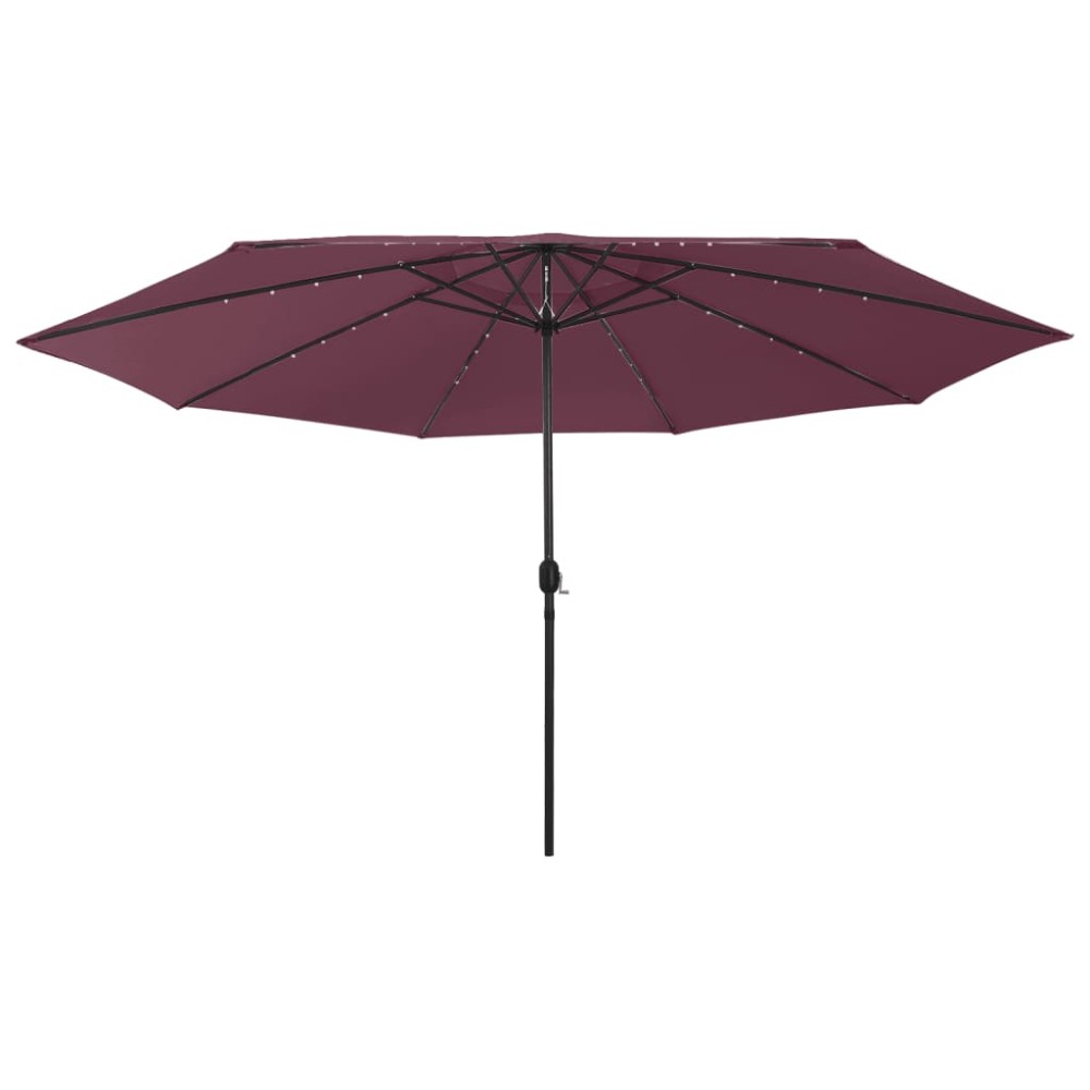 vidaXL Umbrelă de soare de grădină cu LED-uri, roșu bordo, 400 cm