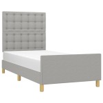 vidaXL Cadru de pat cu tăblie, gri deschis, 90x190 cm, textil
