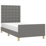 vidaXL Cadru de pat cu tăblie, gri închis, 90x190 cm, textil