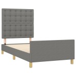 vidaXL Cadru de pat cu tăblie, gri închis, 90x190 cm, textil