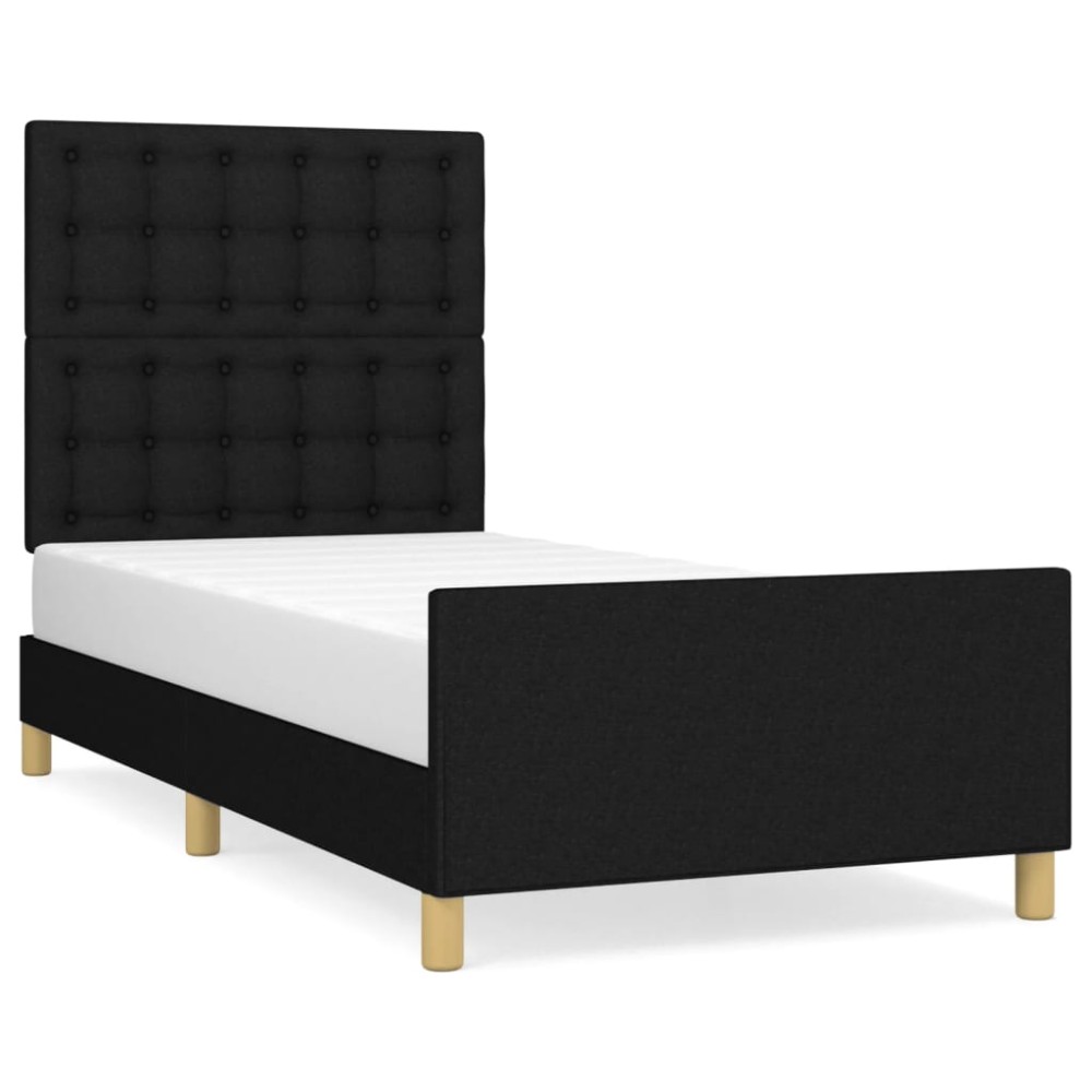 vidaXL Cadru de pat cu tăblie, negru, 90x190 cm, textil