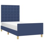 vidaXL Cadru de pat cu tăblie, albastru, 90x190 cm, textil vidaXL Cadru de pat cu tăblie, albastru, 90x190 cm, textil