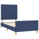 vidaXL Cadru de pat cu tăblie, albastru, 90x190 cm, textil vidaXL Cadru de pat cu tăblie, albastru, 90x190 cm, textil