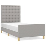 vidaXL Cadru de pat cu tăblie, gri deschis, 90x200 cm, textil vidaXL Cadru de pat cu tăblie, gri deschis, 90x200 cm, textil