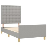 vidaXL Cadru de pat cu tăblie, gri deschis, 90x200 cm, textil vidaXL Cadru de pat cu tăblie, gri deschis, 90x200 cm, textil
