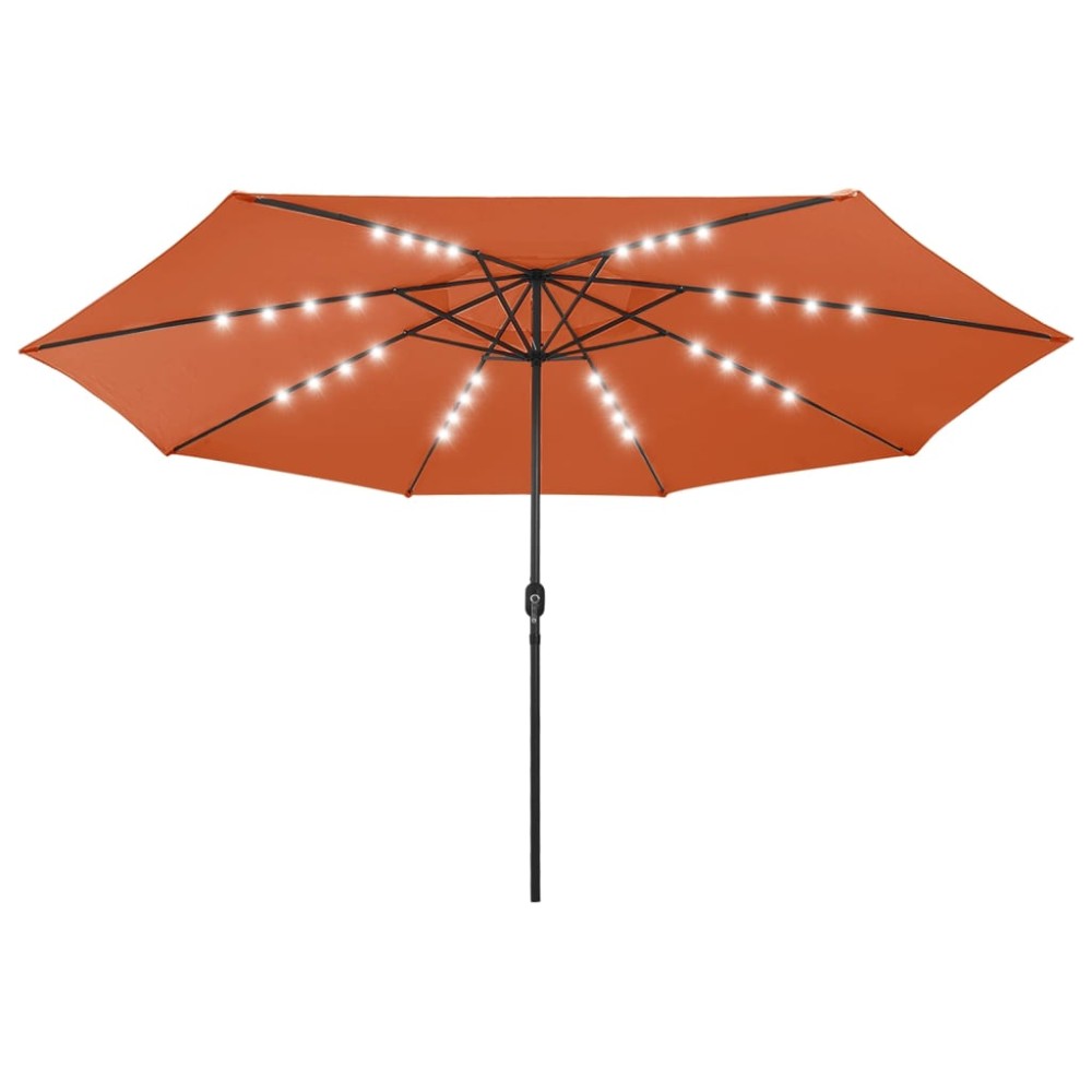 vidaXL Umbrelă soare de grădină cu LED-uri, cărămiziu, 400 cm