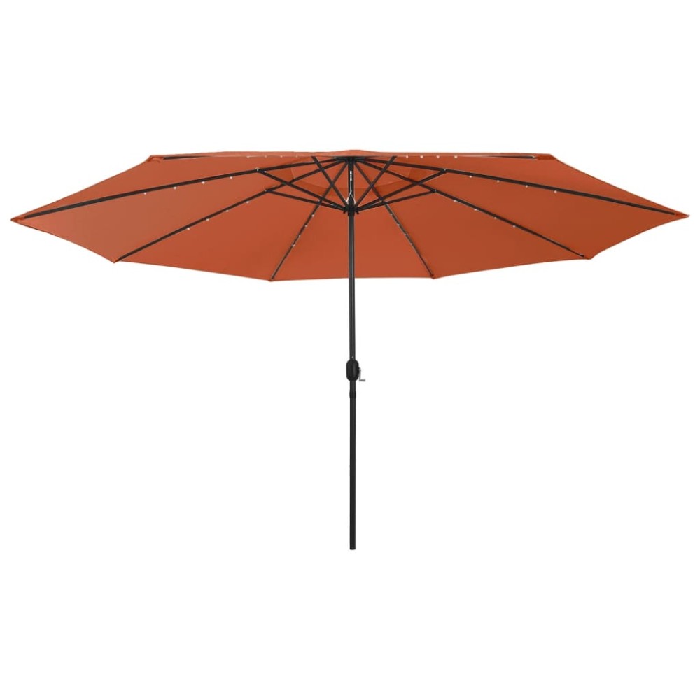 vidaXL Umbrelă soare de grădină cu LED-uri, cărămiziu, 400 cm