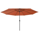 vidaXL Umbrelă soare de grădină cu LED-uri, cărămiziu, 400 cm