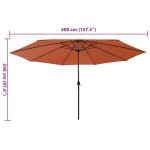 vidaXL Umbrelă soare de grădină cu LED-uri, cărămiziu, 400 cm