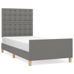 vidaXL Cadru de pat cu tăblie, gri închis, 90x200 cm, textil vidaXL Cadru de pat cu tăblie, gri închis, 90x200 cm, textil
