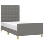 vidaXL Cadru de pat cu tăblie, gri închis, 90x200 cm, textil vidaXL Cadru de pat cu tăblie, gri închis, 90x200 cm, textil