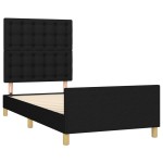 vidaXL Cadru de pat cu tăblie, negru, 90x200 cm, textil vidaXL Cadru de pat cu tăblie, negru, 90x200 cm, textil