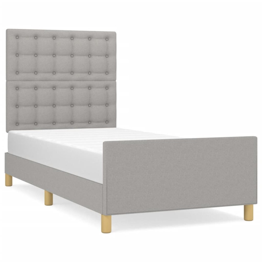 vidaXL Cadru de pat fără saltea, gri deschis, 100x200 cm, textil