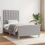 vidaXL Cadru de pat fără saltea, gri deschis, 100x200 cm, textil