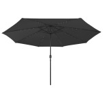 vidaXL Umbrelă soare de grădină cu LED-uri, negru, 400 cm