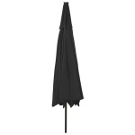 vidaXL Umbrelă soare de grădină cu LED-uri, negru, 400 cm